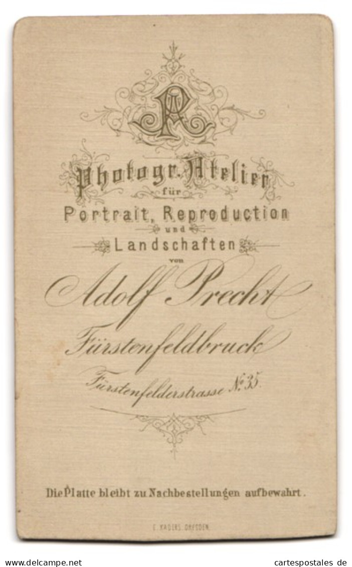 Fotografie Adolf Precht, Fürstenfeldbruck, Fürstenfelderstrasse 35, Dame Mit Hochsteckfrisur Und Kreuzkette  - Anonymous Persons