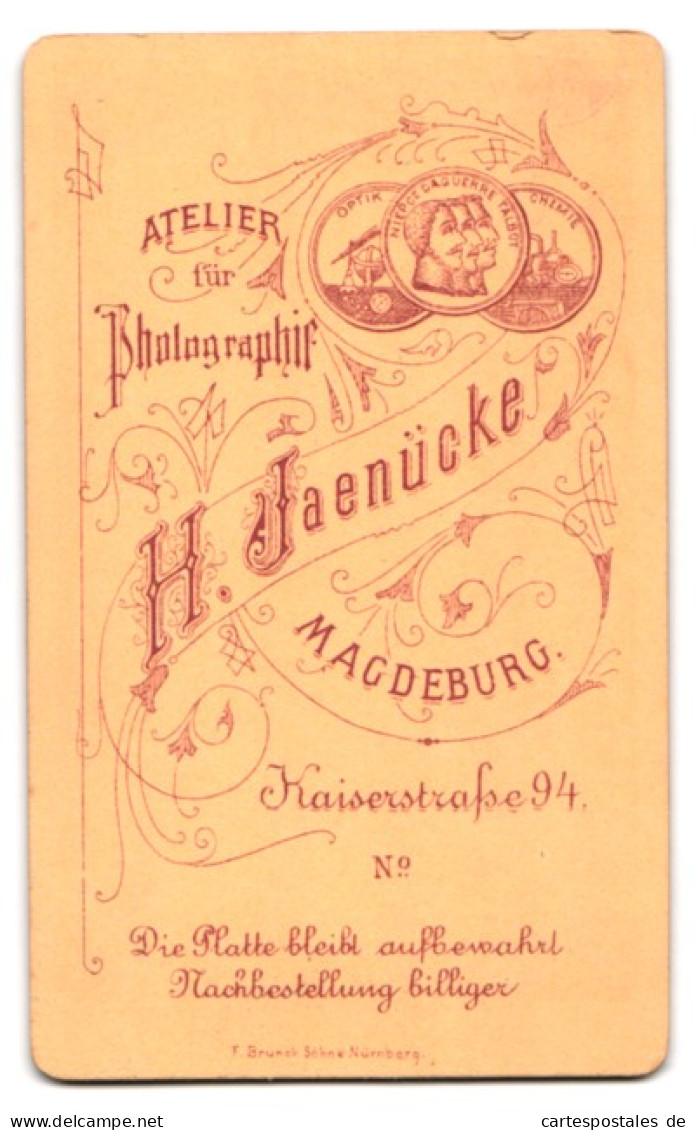 Fotografie H. Jaenücke, Magdeburg, Kaiserstrasse 94, Junges Fräulein Mit Hochsteckfrisur Und Halskette  - Personnes Anonymes