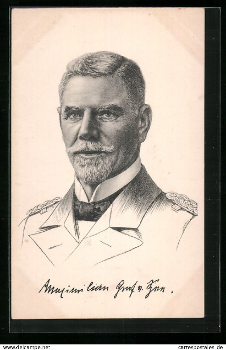 Künstler-AK Portrait Admiral Maximilian Graf Von Spee In Uniform, Kapitän  - Altri & Non Classificati