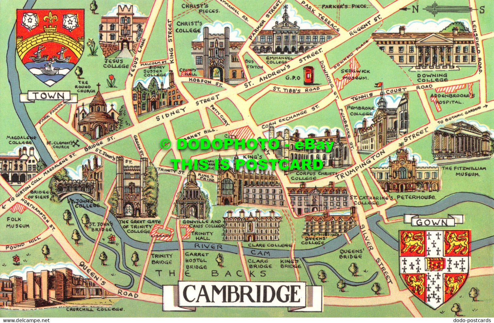 R524244 Cambridge. Map. PT14600. Postcard - World