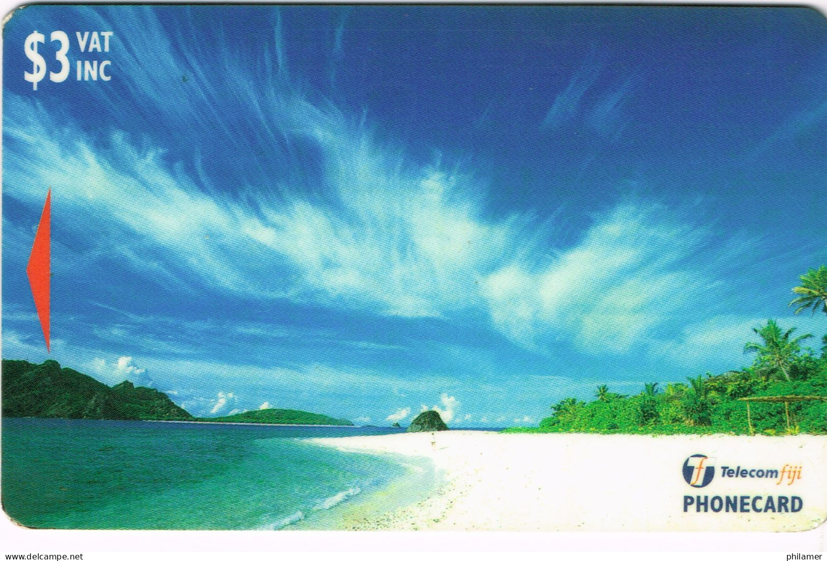 FIDJI FIJI Telecarte Phonecard CARTE MAGNETIQUE 5 $ Island Ile Plage Beach Wayasewa Yasawa Island Cit Bible UT BE - French Polynesia