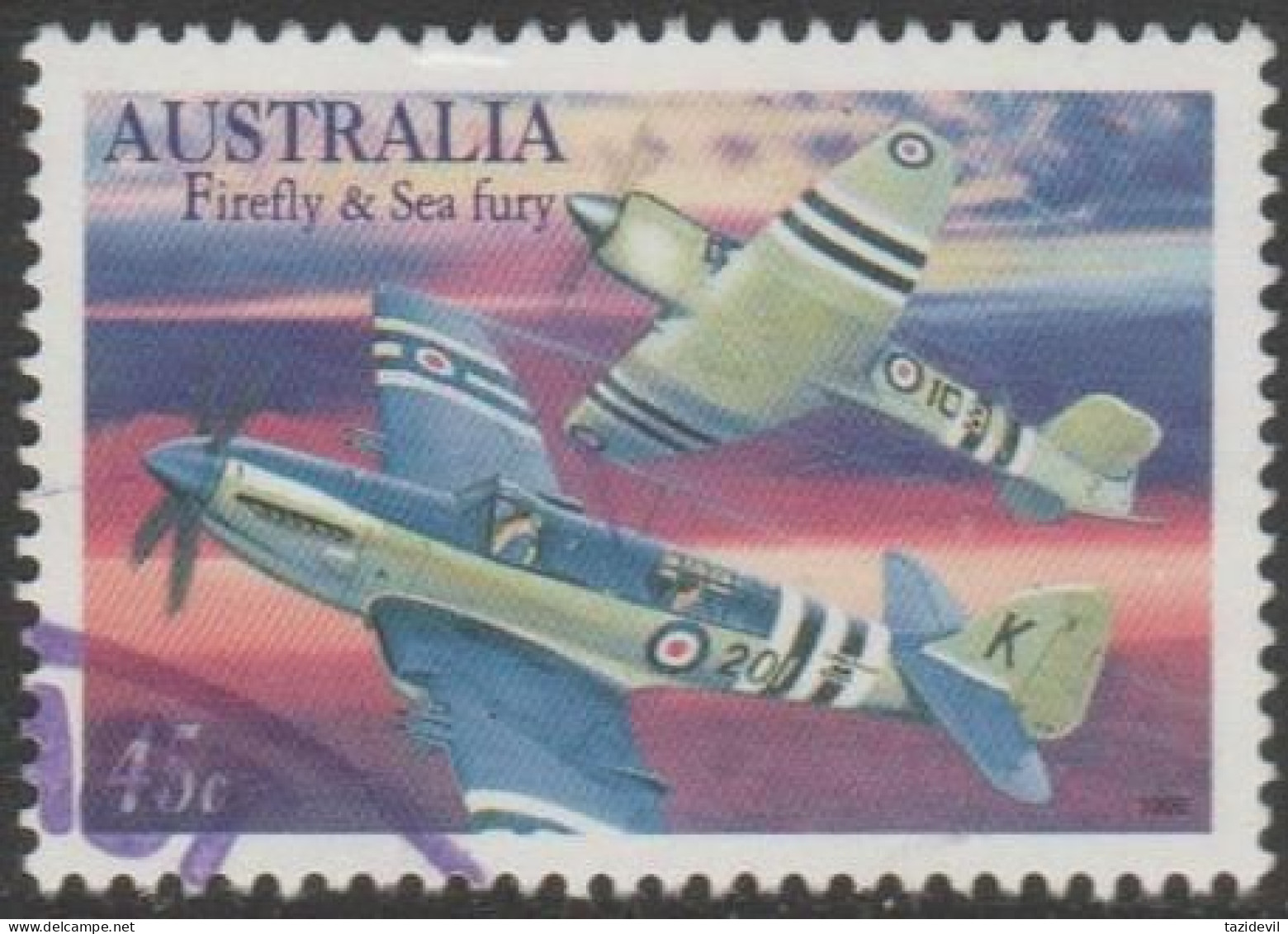 AUSTRALIA - USED 1996 45c Military Aircraft - Firefly And Sea Fury - Gebraucht