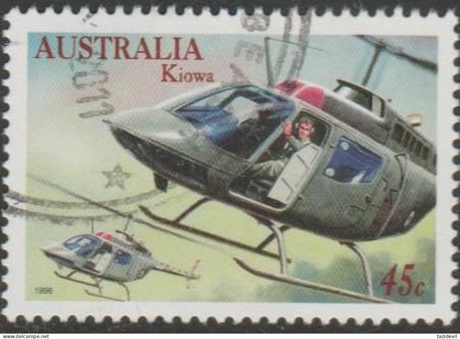 AUSTRALIA - USED 1996 45c Military Aircraft - Kiowa Helicopters - Oblitérés