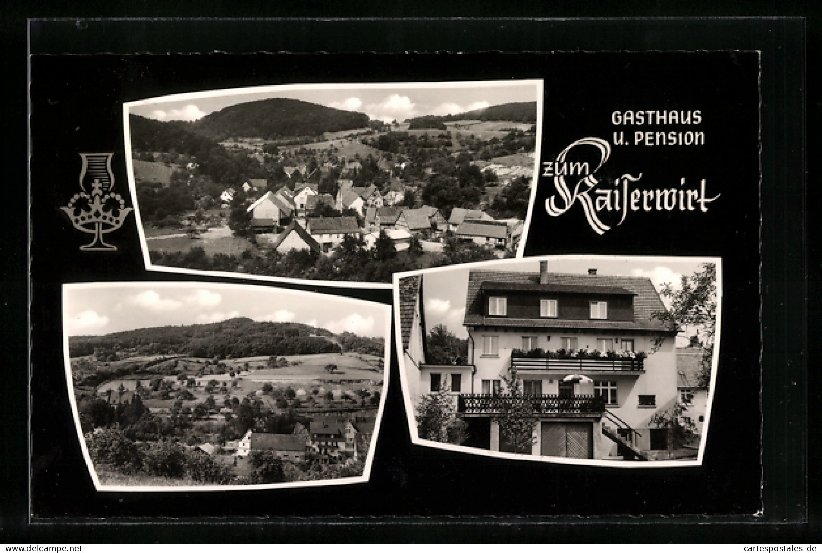 AK Ober-Laudenbach B. Heppenheim, Gasthaus U. Pension Zum Kaiserwirt, Aussenansicht, Ortsansicht  - Heppenheim