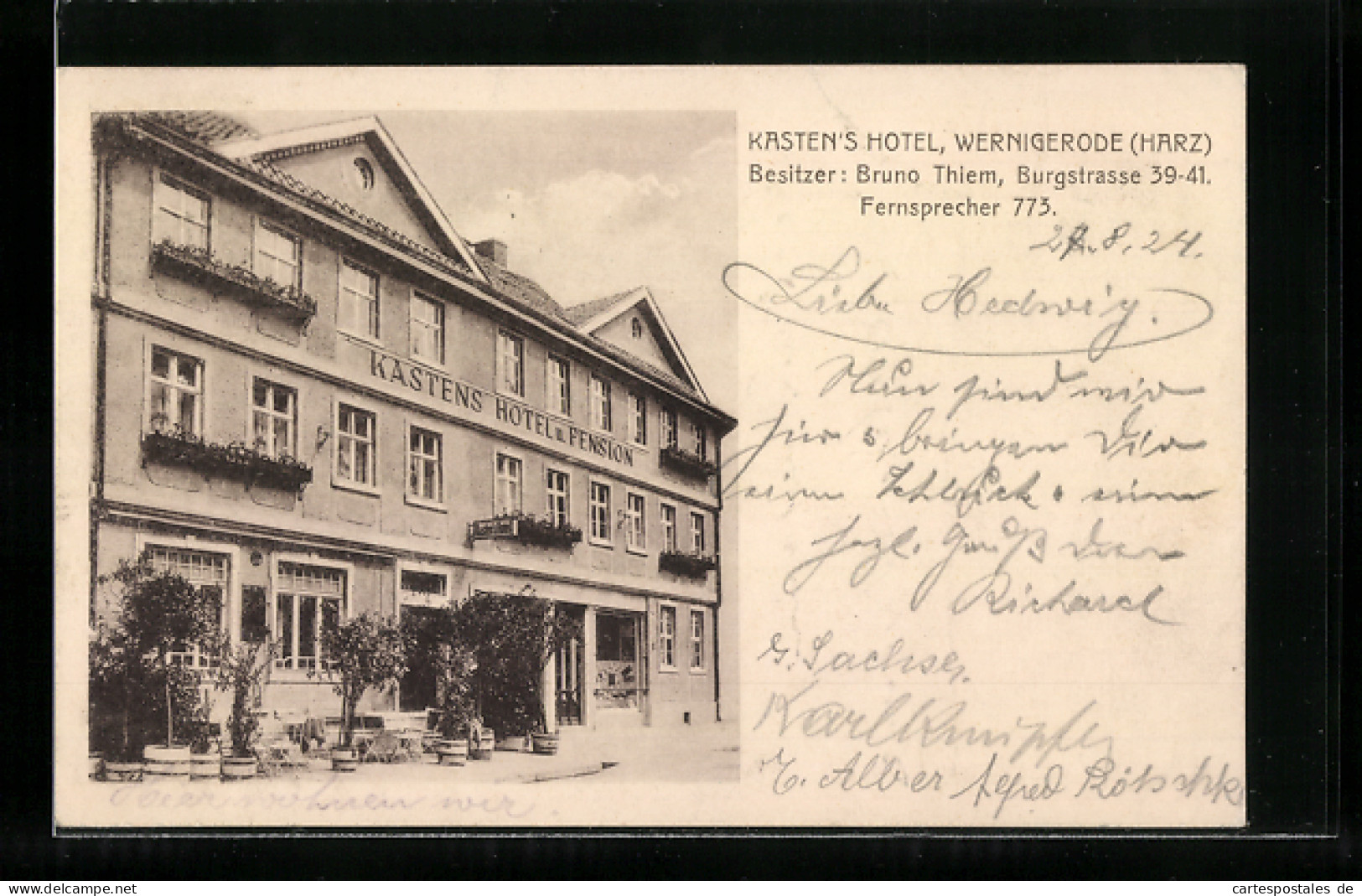 AK Wernigerode / Harz, Kasten`s Hotel, Burgstrasse 39 - 41  - Wernigerode