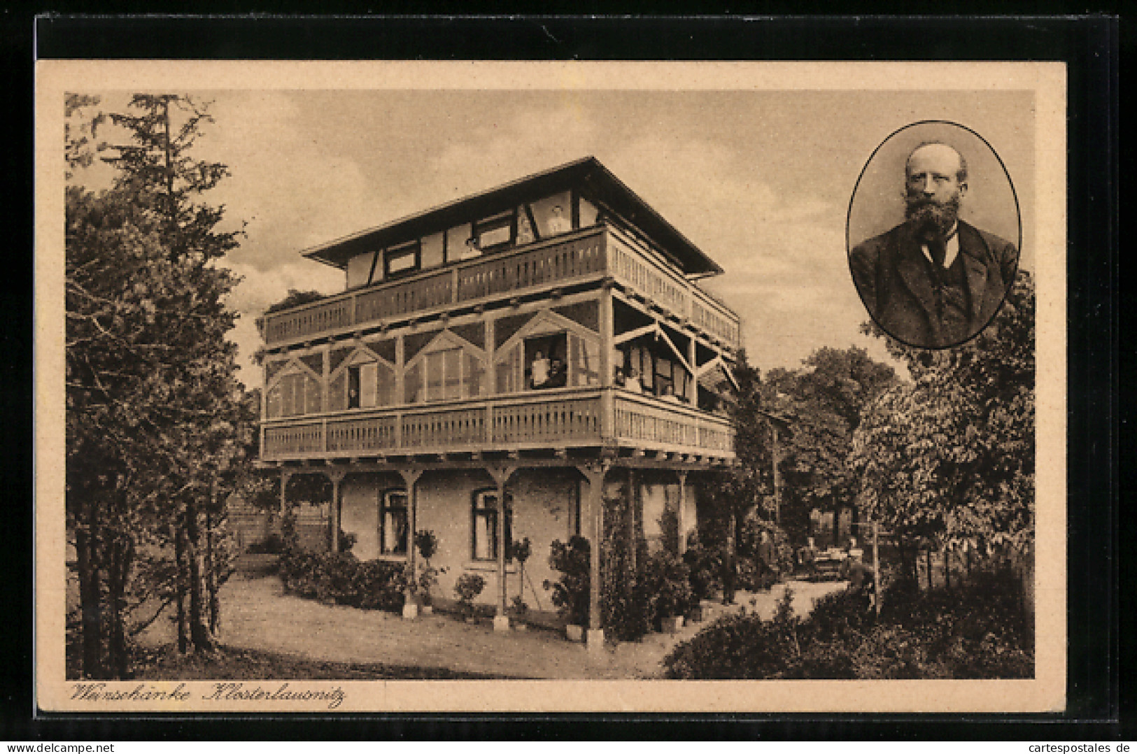 AK Klosterlausnitz, Partie Am Gasthaus Weinschänke Mit Portrait Des Besitzers Herm. Sachse  - Bad Klosterlausnitz