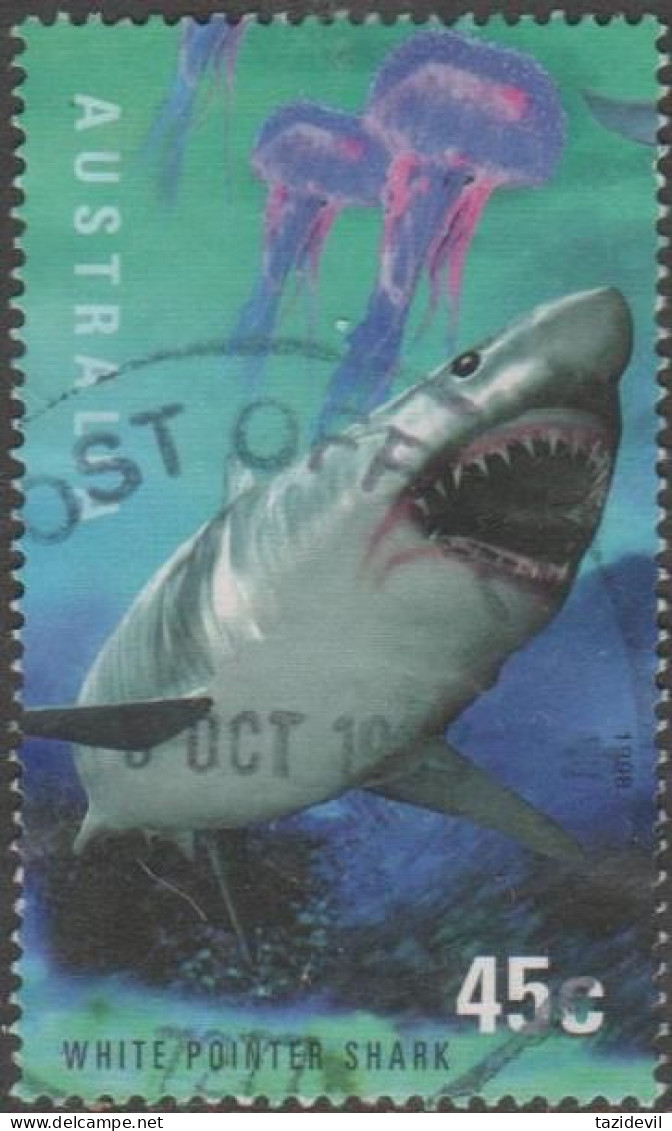 AUSTRALIA - USED 1998 45c Planet Ocean - White Pointer Shark - Used Stamps