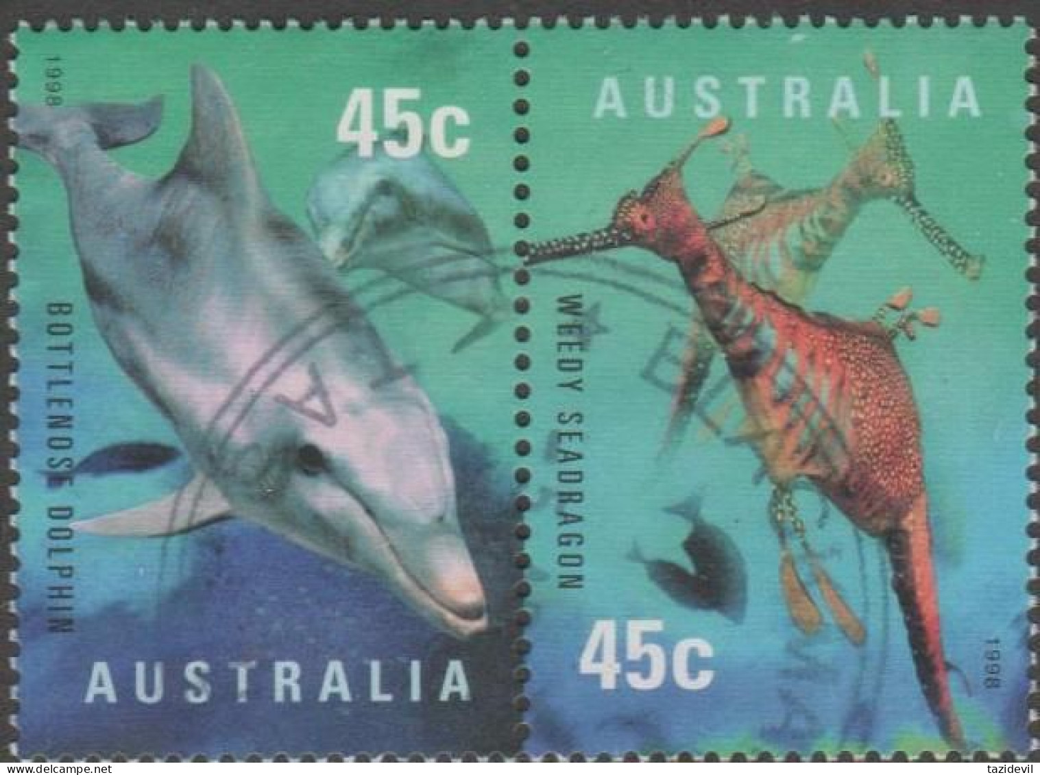 AUSTRALIA - USED 1998 90c Planet Ocean - Weedy Seadragon And Bottle Nose Dolphin Pair - Used Stamps