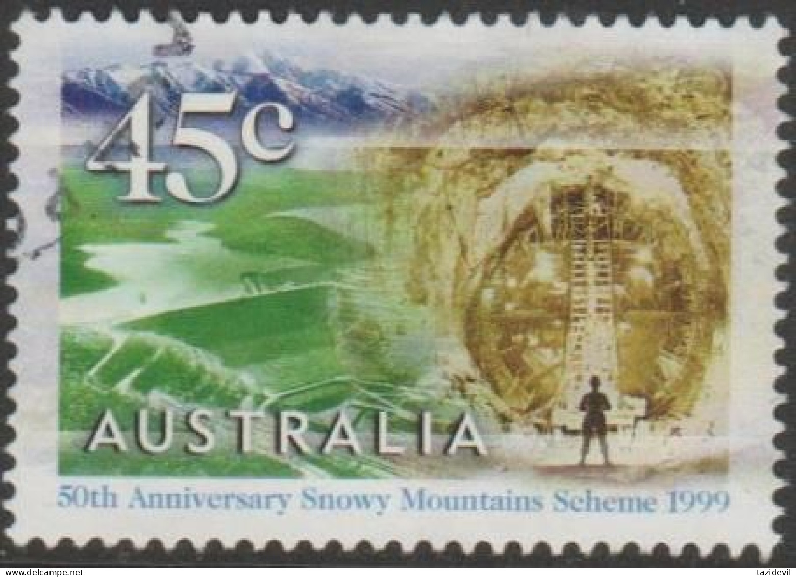 AUSTRALIA - USED 1999 45c Snowy Mountains Scheme - Dam - Gebruikt