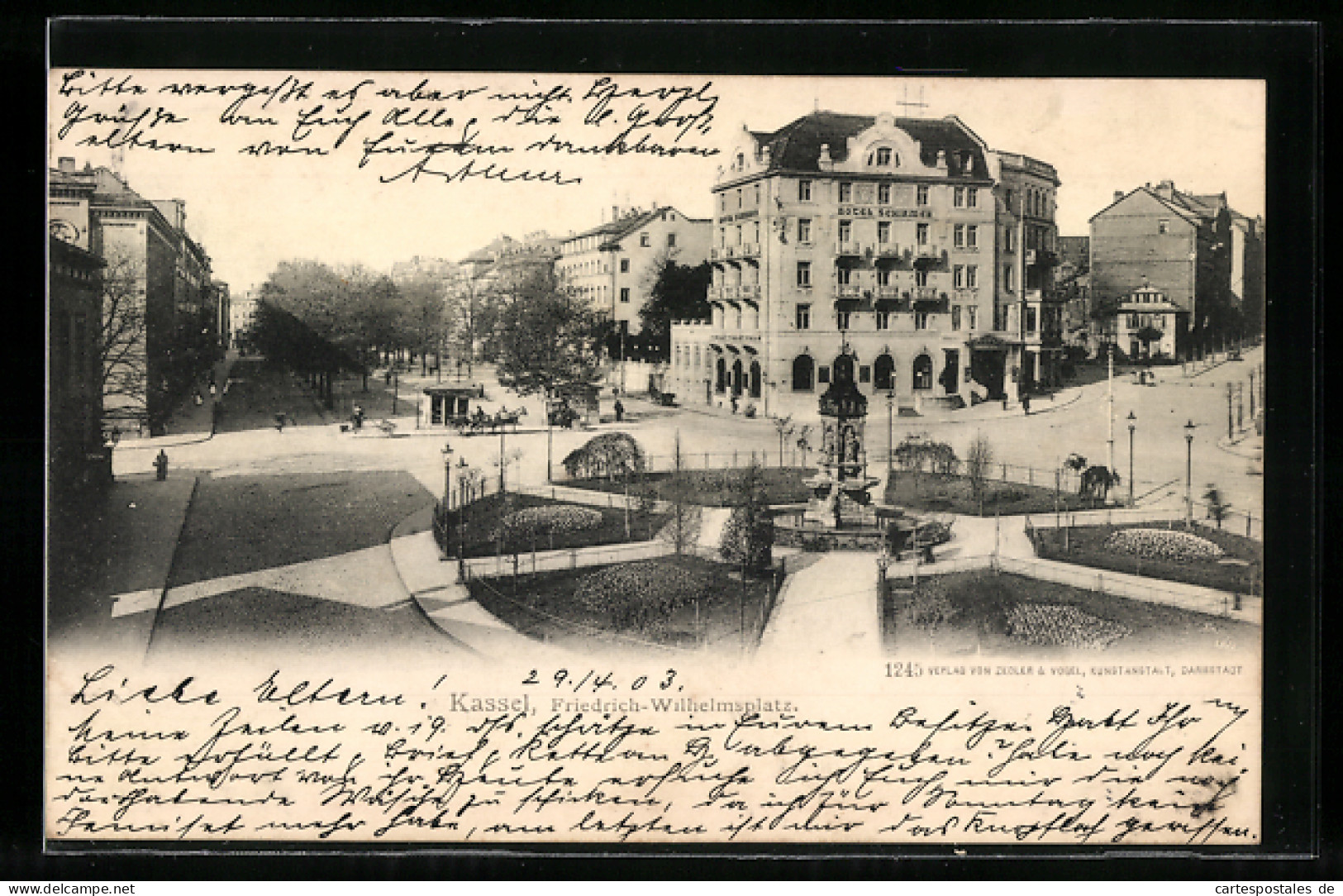 AK Kassel, Friedrich-Wilhelmsplatz Mit Strassenkreuzung Und Hotel Schirmer  - Kassel