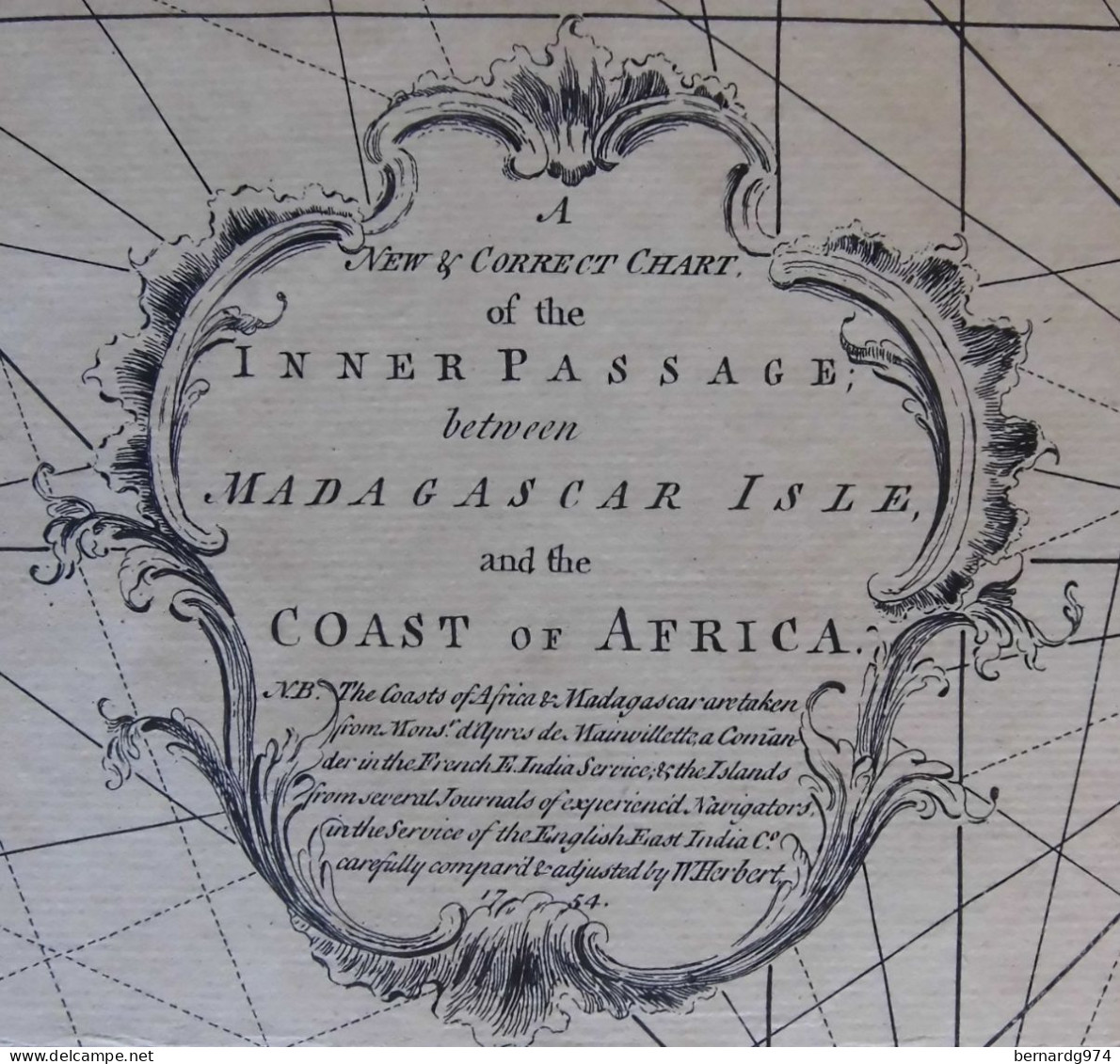 Madagascar : Rarissime Carte Du Canal Du Mozambique Par Herbert  (1754) - Geographische Kaarten