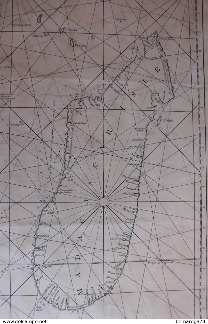 Madagascar : Rarissime Carte Du Canal Du Mozambique Par Herbert  (1754) - Geographische Kaarten