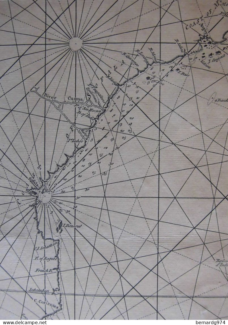 Madagascar : rarissime carte du Canal du Mozambique par Herbert  (1754)