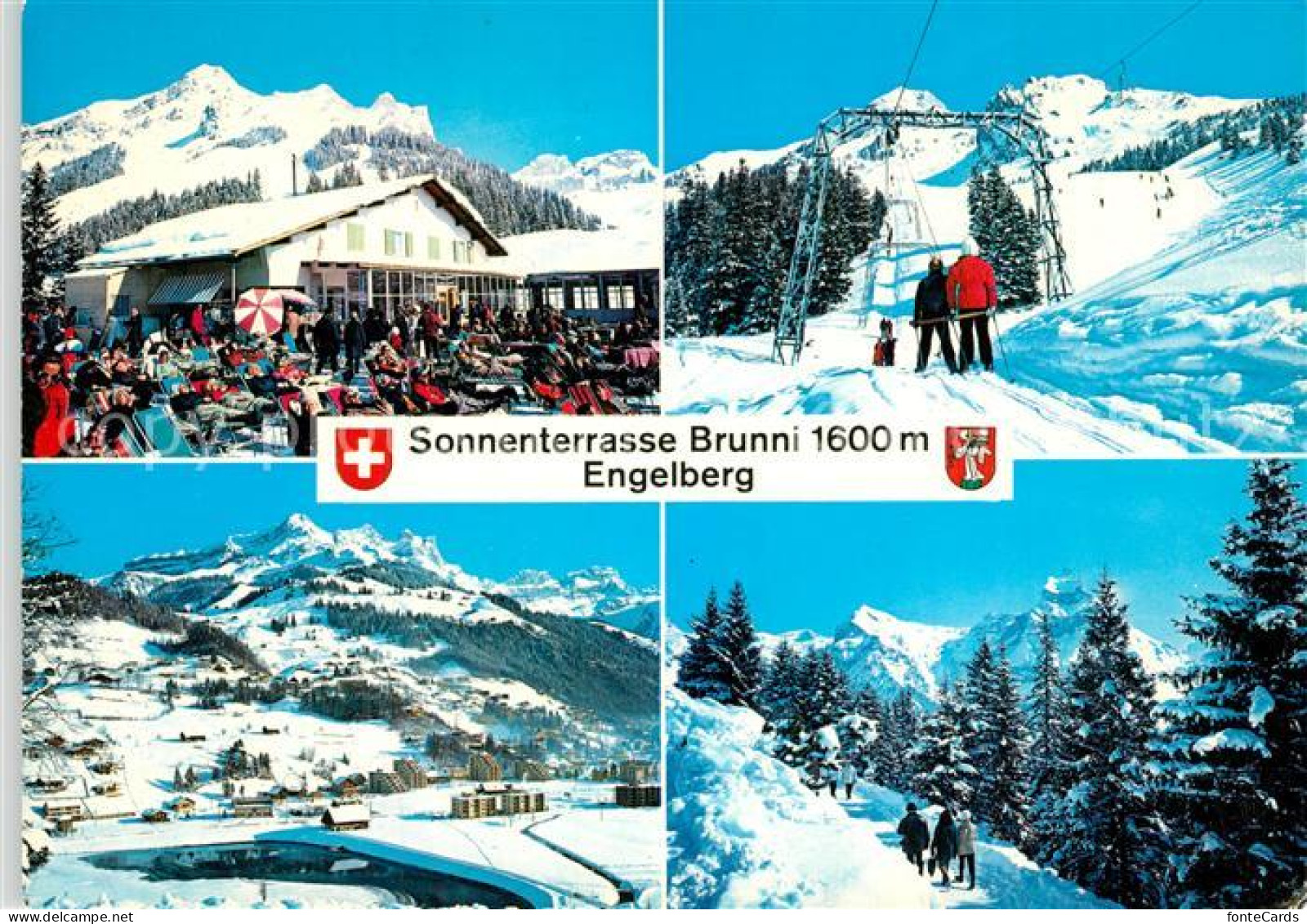 13296550 Engelberg OW Bergrestaurant Skilift Mit Brunnistock Panorama Spazierweg - Altri & Non Classificati