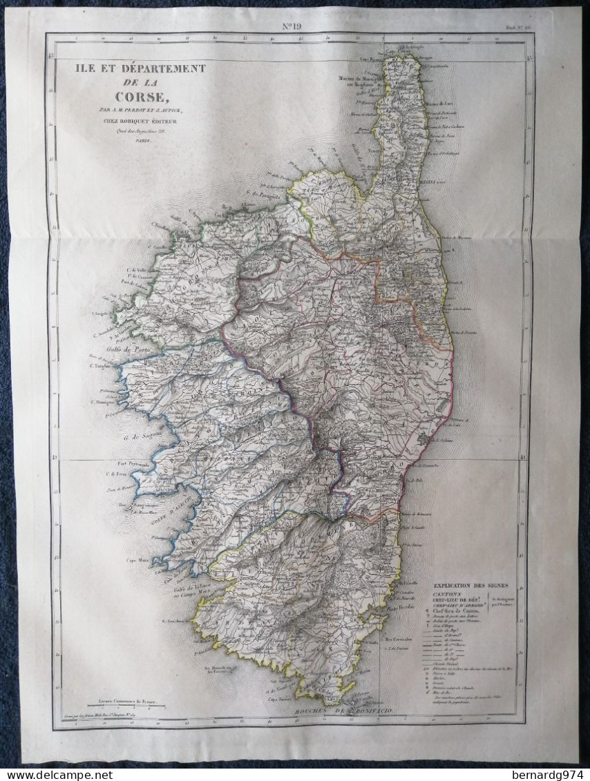 Corse : Rare Carte Grand Format Dépliante De 1827 Par  Perrot Et Aupick - Landkarten
