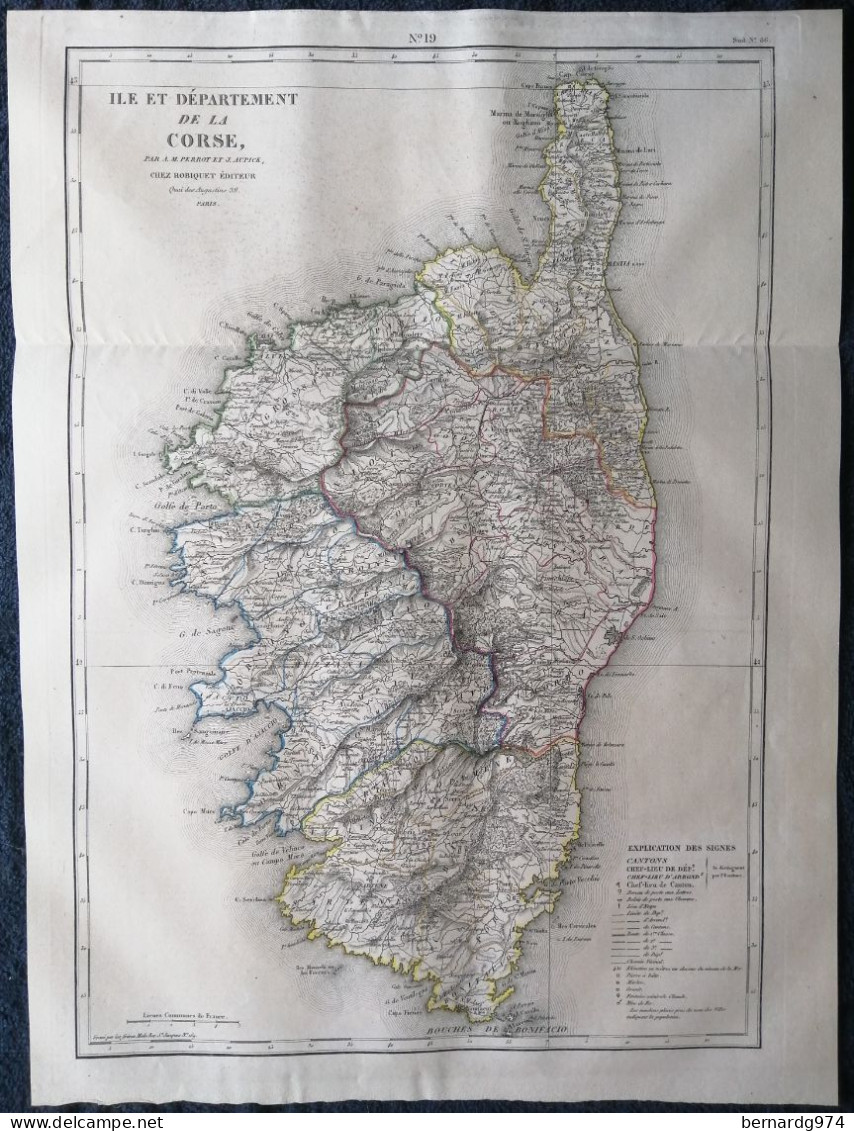 Corse : Rare Carte Grand Format Dépliante De 1827 Par  Perrot Et Aupick - Geographical Maps