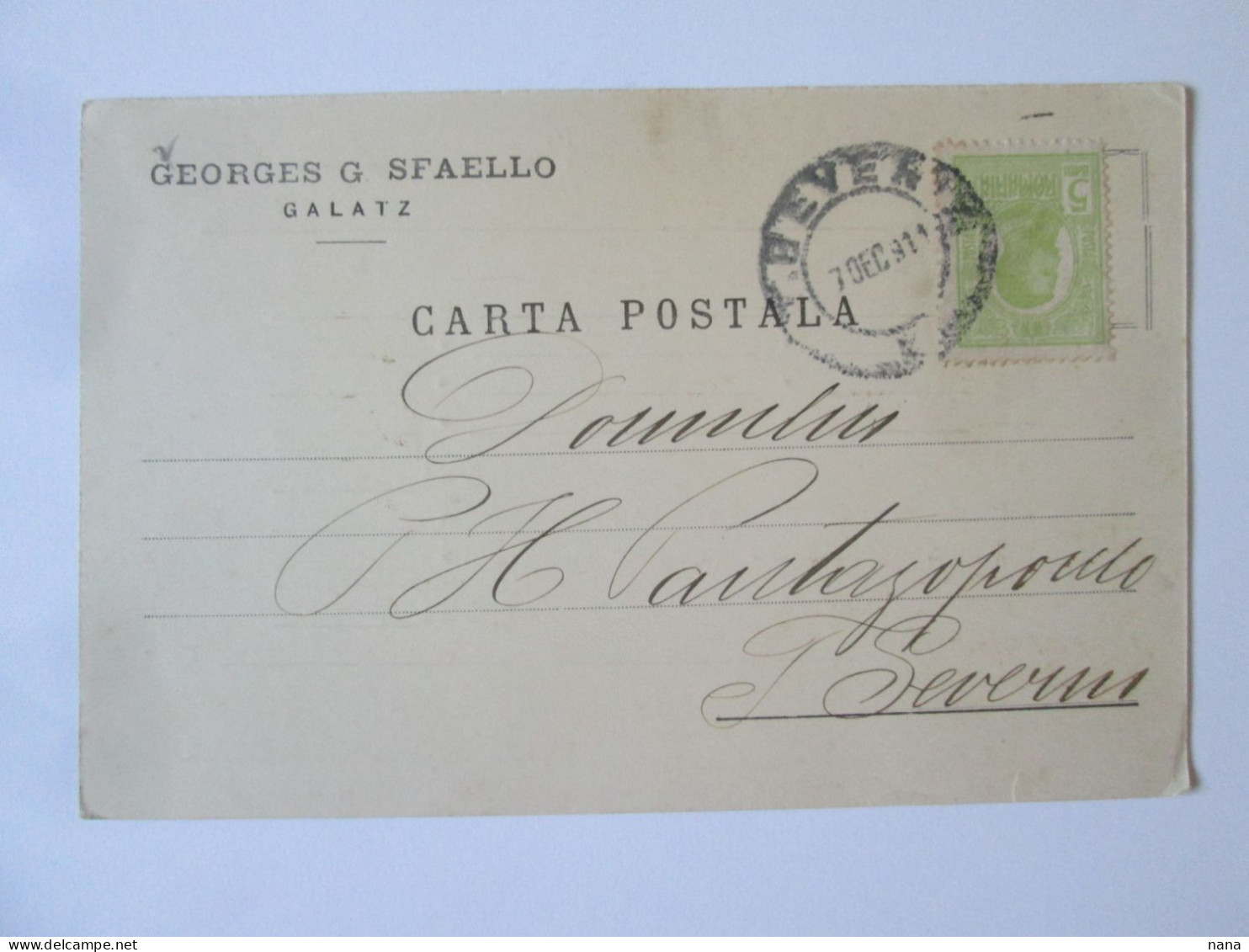 Roumanie Entier Postal Georges Sfaello-Galati Voyage 1911/Romania:Galati-Georges Sfaello Stationery Post.1911 Mailed - Covers & Documents