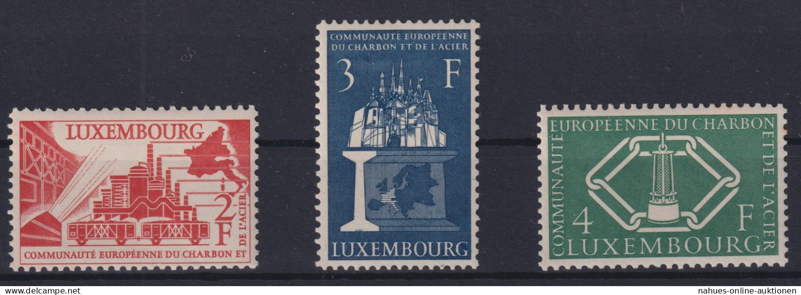 Luxemburg 552-554 Vier Jahre Montanunion 1956 Luxus Postfrisch MNH Kat. 70,00 - Storia Postale