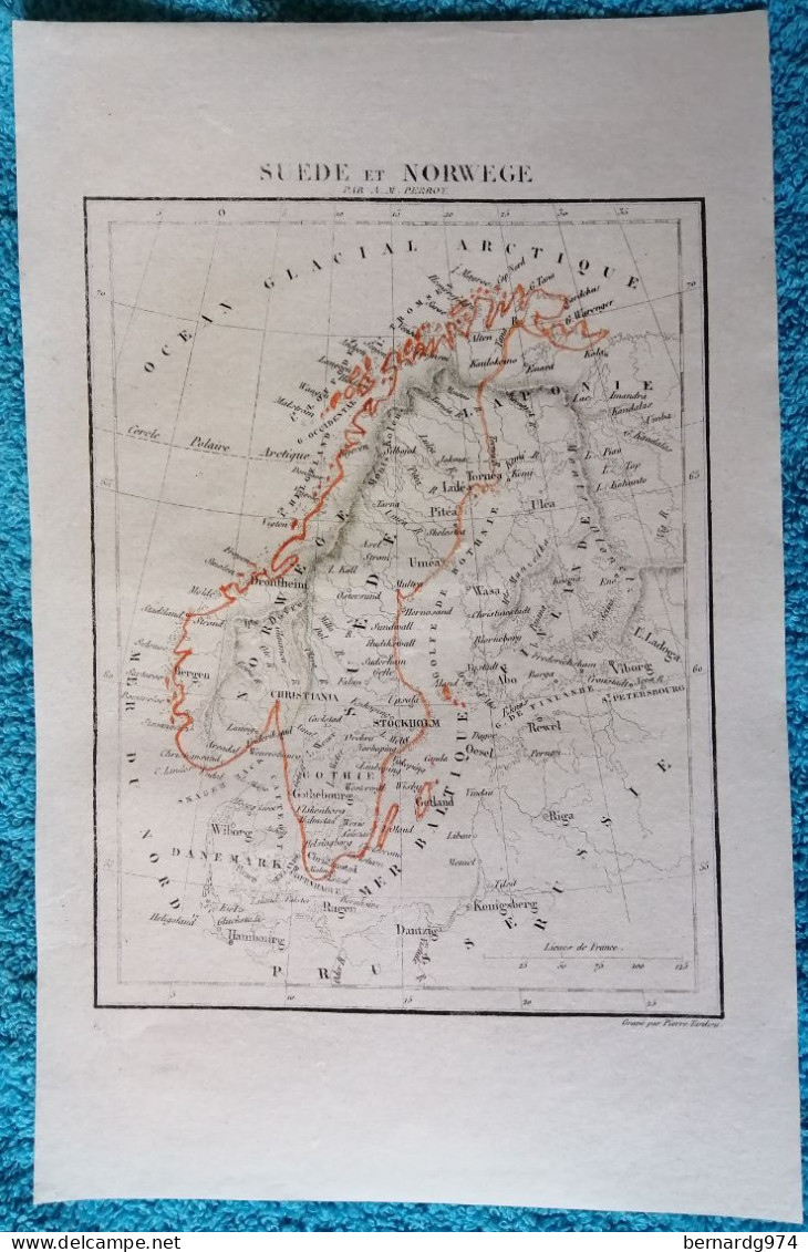 Suède Et Norvège Sweden And Norway : Five Antique Maps  19è Century - Cartes Géographiques