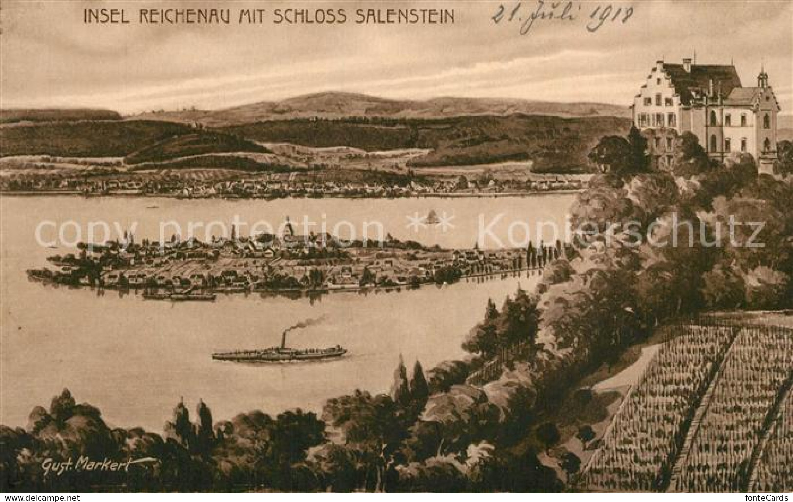 13286123 Salenstein TG Panorama Mit Insel Reichenau Kuenstlerkarte Salenstein TG - Other & Unclassified