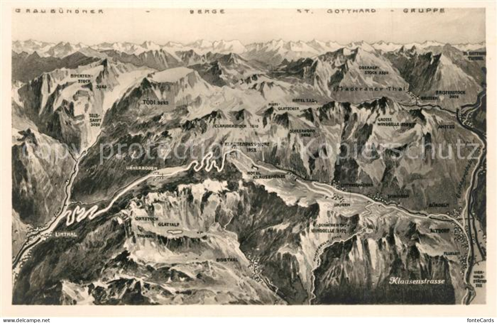 13277730 Linthal Glarus Panoramakarte Linthal Glarus - Andere & Zonder Classificatie