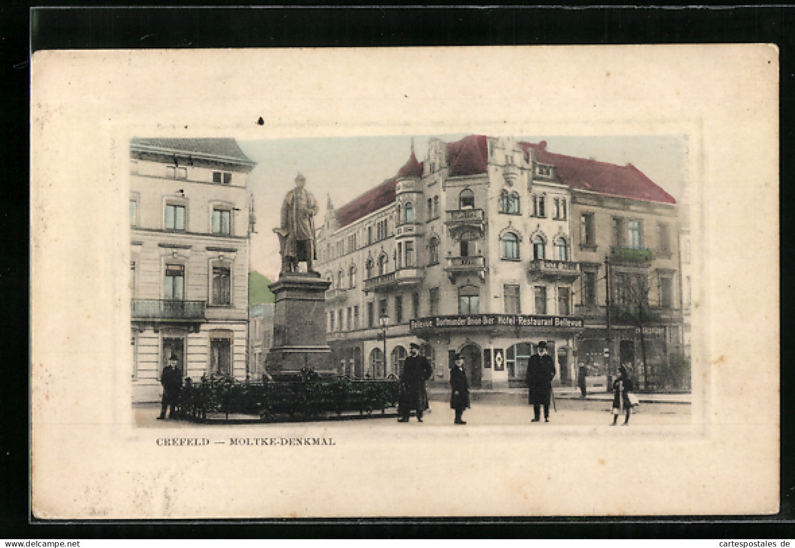 AK Crefeld, Hotel Restaurant Bellevue Am Moltke-Denkmal  - Autres & Non Classés