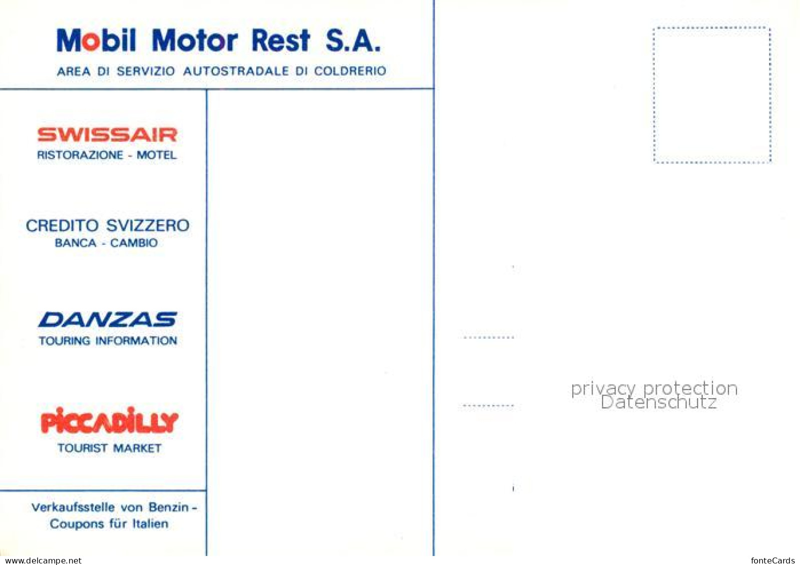 13268000 Coldrerio Mobil Motor Rest S.A. Landkarte Autostrada Coldrerio - Sonstige & Ohne Zuordnung