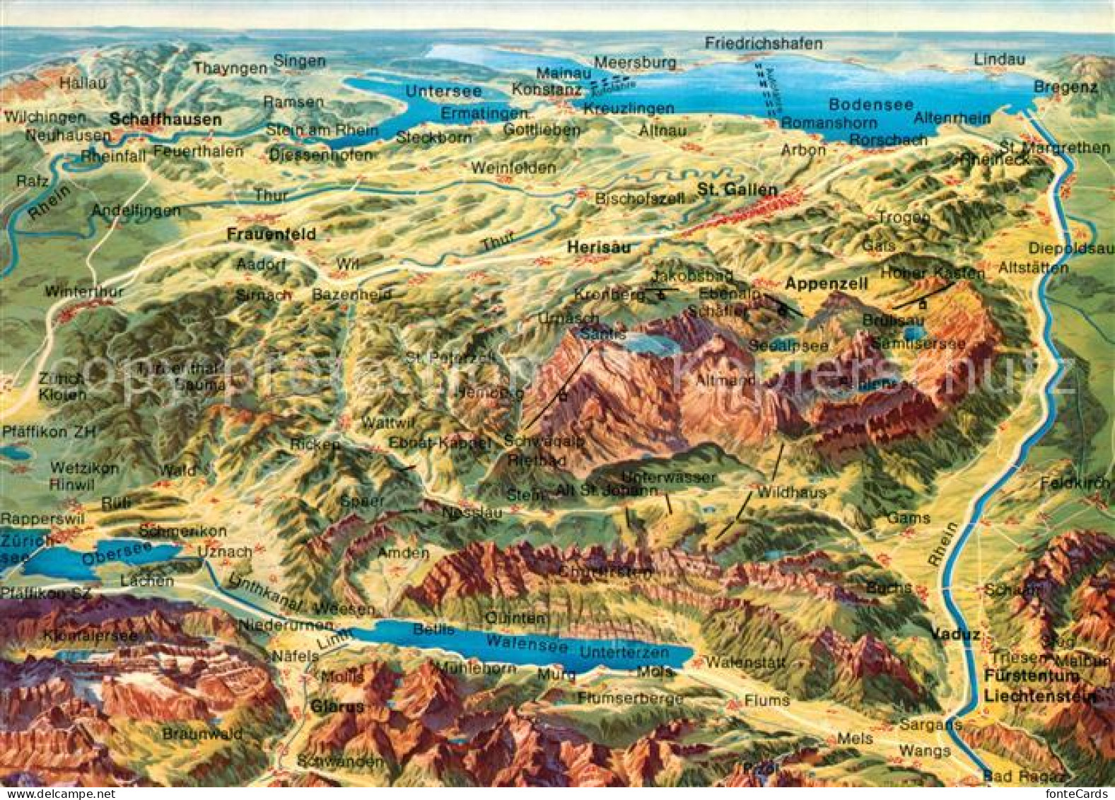 13267298 Nordostschweiz Fliegeraufnahme Panoramakarte Nordostschweiz - Sonstige & Ohne Zuordnung