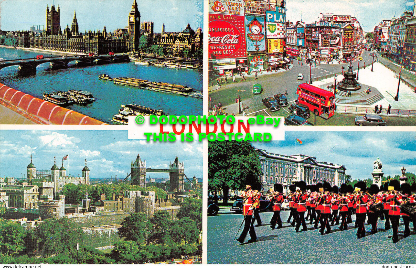 R524569 London. Piccadilly Circus. Tower And Tower Bridge. Photographic Greeting - Other & Unclassified