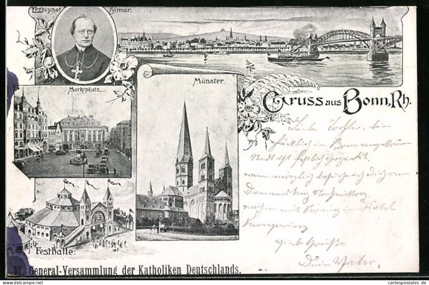 AK Bonn, 47. General-Versammlung Der Katholiken Deutschlands, Totale, Marktplatz, Münster  - Autres & Non Classés