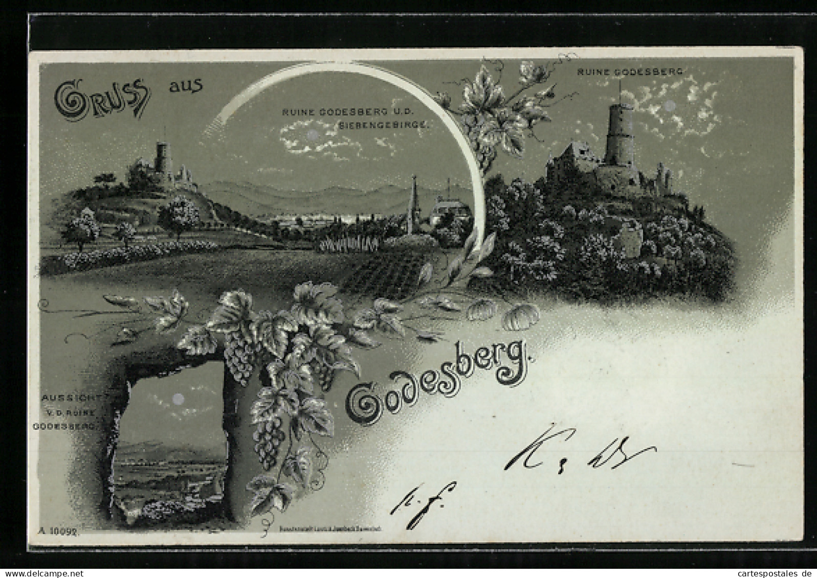 Lithographie Godesberg, Ruine Und Siebengebirge, Aussicht V. D. Ruine  - Autres & Non Classés