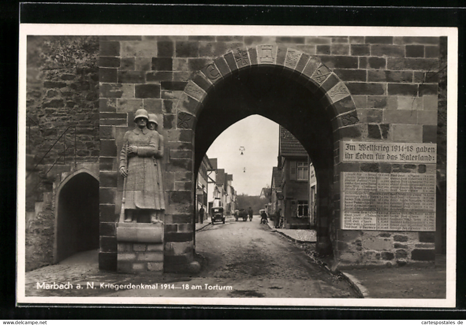 AK Marbach A. N., Kriegerdenkmal 1914-18 Am Torturm  - Marbach