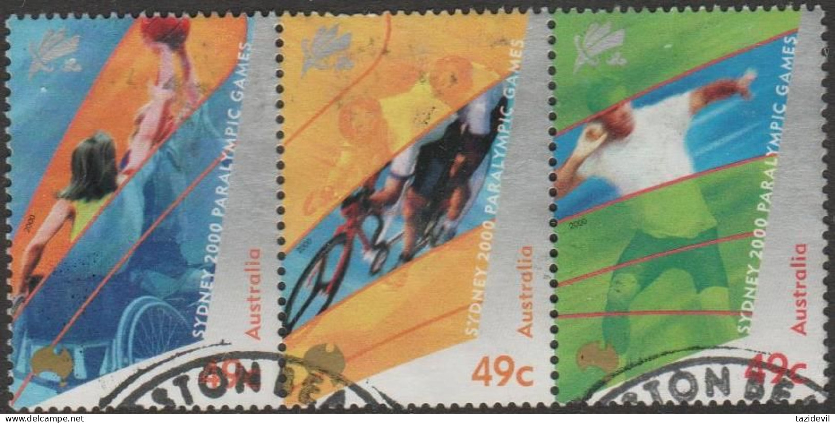 AUSTRALIA - USED 2000 $1.47 Sydney Paralympic Games Strip Of Three - Used Stamps