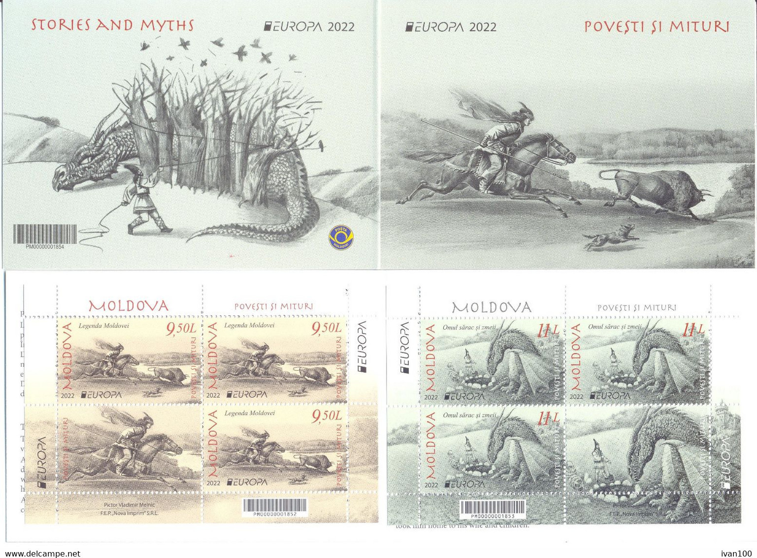 2022. Moldova, Europa 2022, Stories & Myths, Booklet,  Mint/** - Moldavie