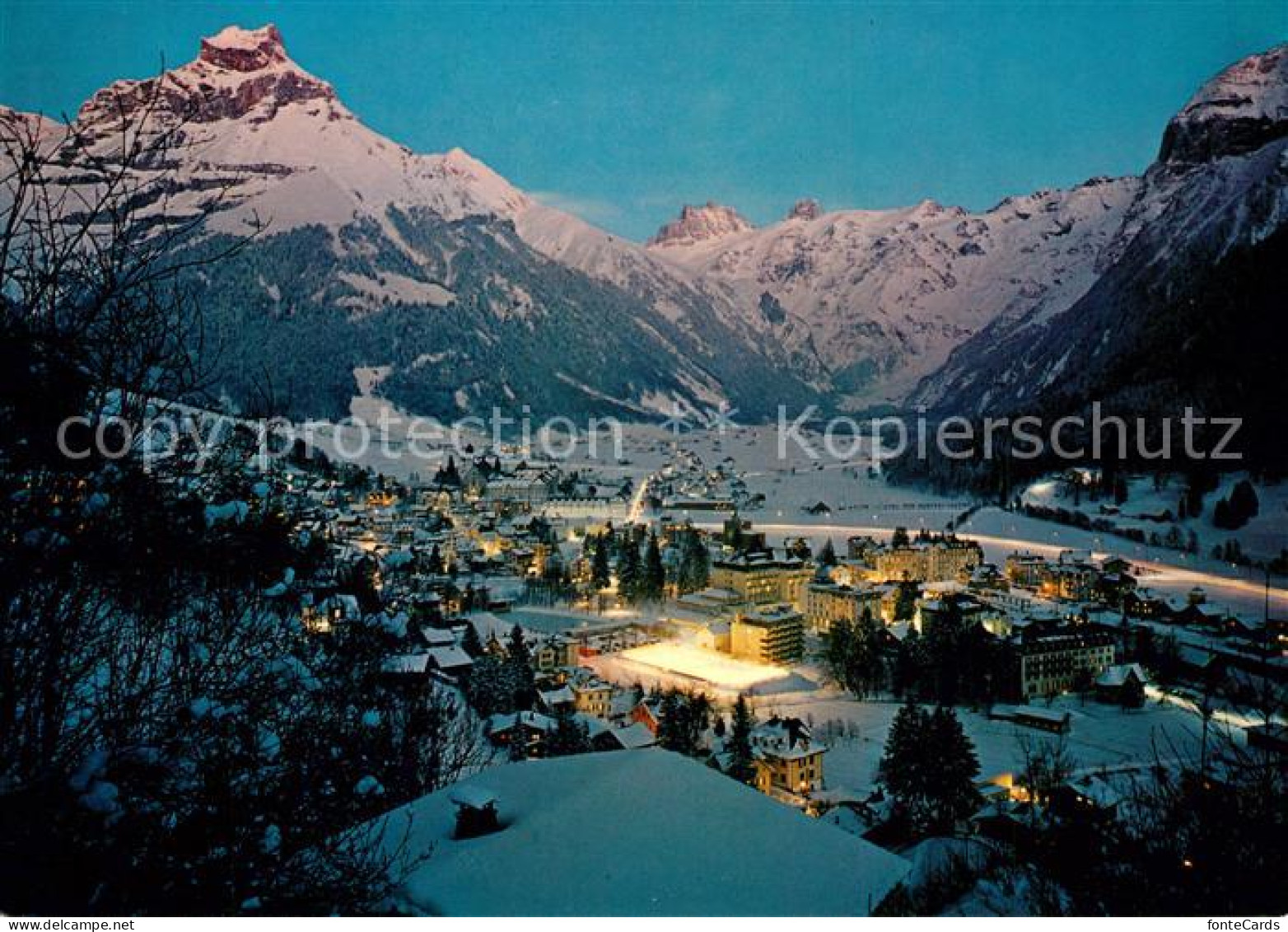 13246804 Engelberg OW Winterpanorama Am Abend Mit Hahnen Und Spannoerter Engelbe - Autres & Non Classés