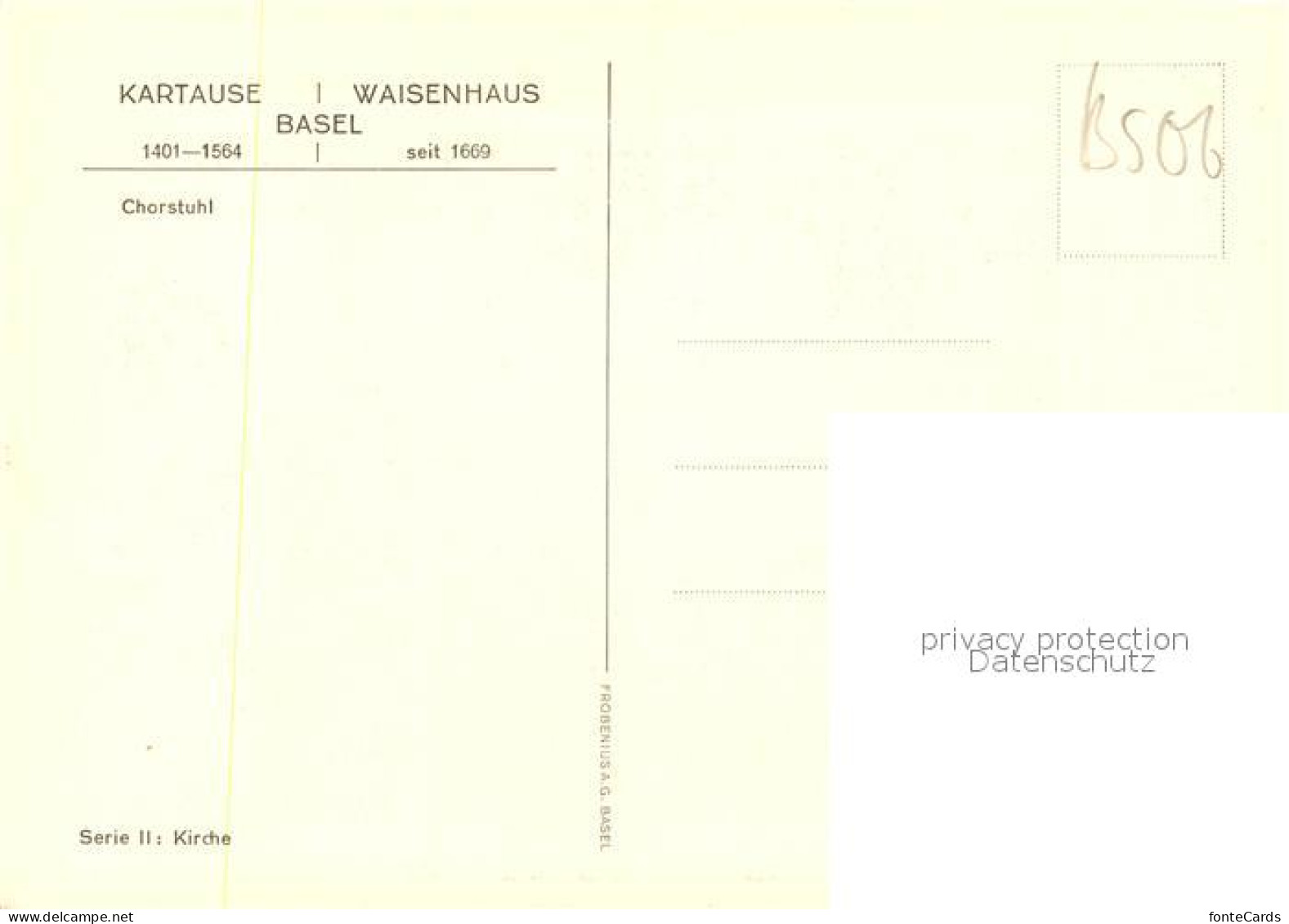 13241191 Basel BS Kartause Waisenhaus Chorstuhl Basel BS - Sonstige & Ohne Zuordnung