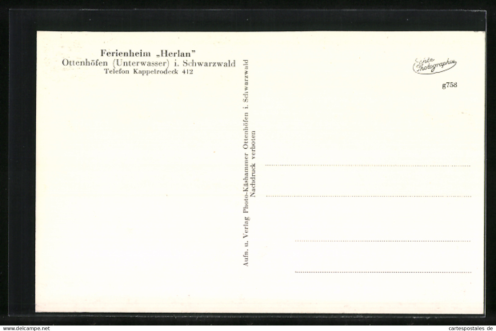 AK Ottenhöfen /Unterwasser I. Schwarzwald, Ferienheim Herlan  - Altri & Non Classificati