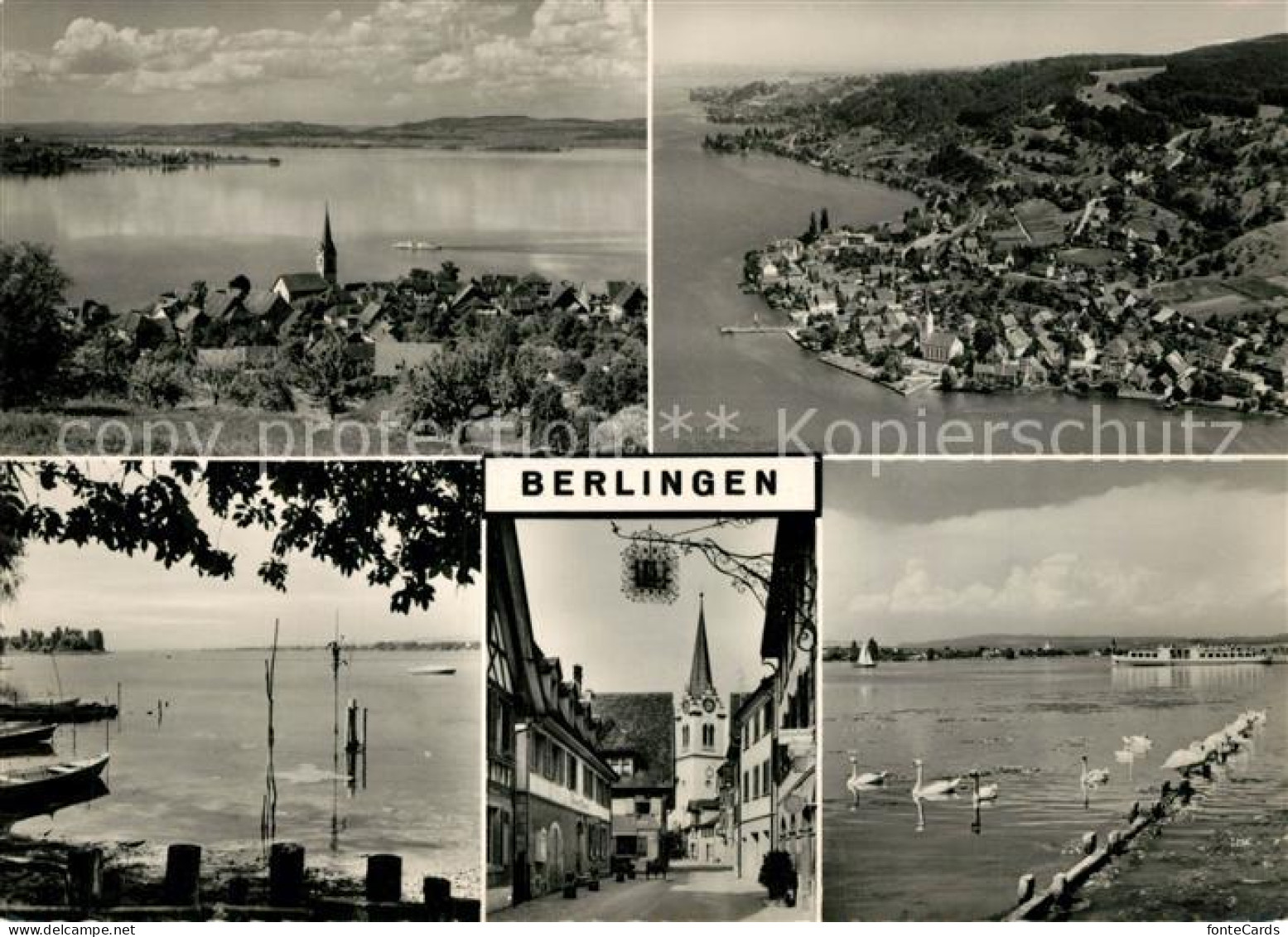 13239362 Berlingen Untersee Panorama Strandpartie Schwaene Ortskern Kirche Flieg - Sonstige & Ohne Zuordnung