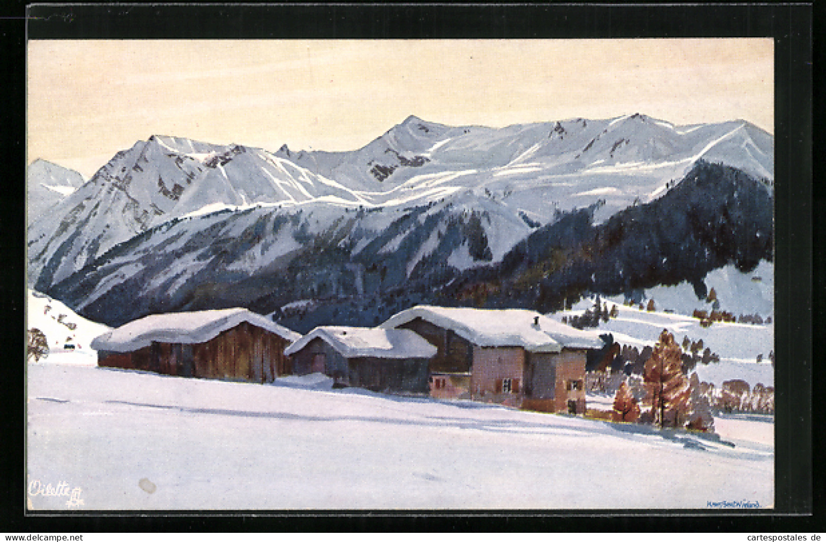 Künstler-AK Raphael Tuck & Sons Nr. 814: Winterlandschaften, Verschneites Dorf  - Tuck, Raphael