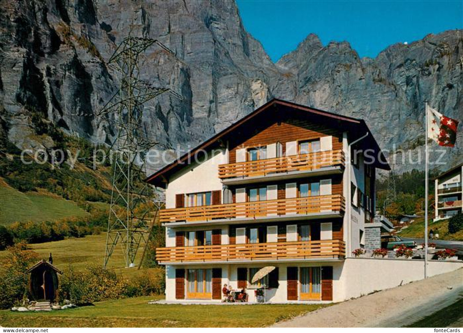 13239331 Leukerbad Gaestehaus Pension Valesia Flagge Alpen Leukerbad - Andere & Zonder Classificatie