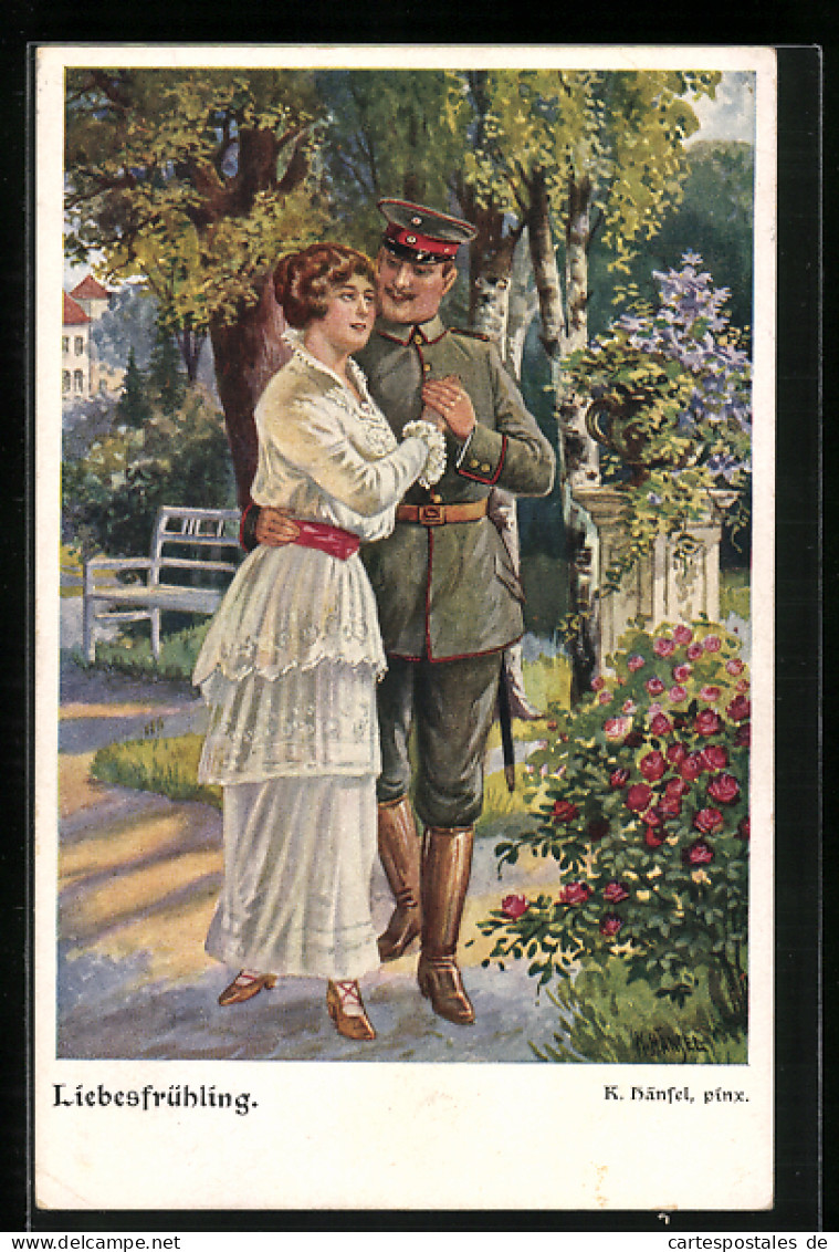 Künstler-AK Liebesfrühling, Soldat Auf Heimaturlaub Geht Mit Seinem Mädchen Spazieren  - Weltkrieg 1914-18