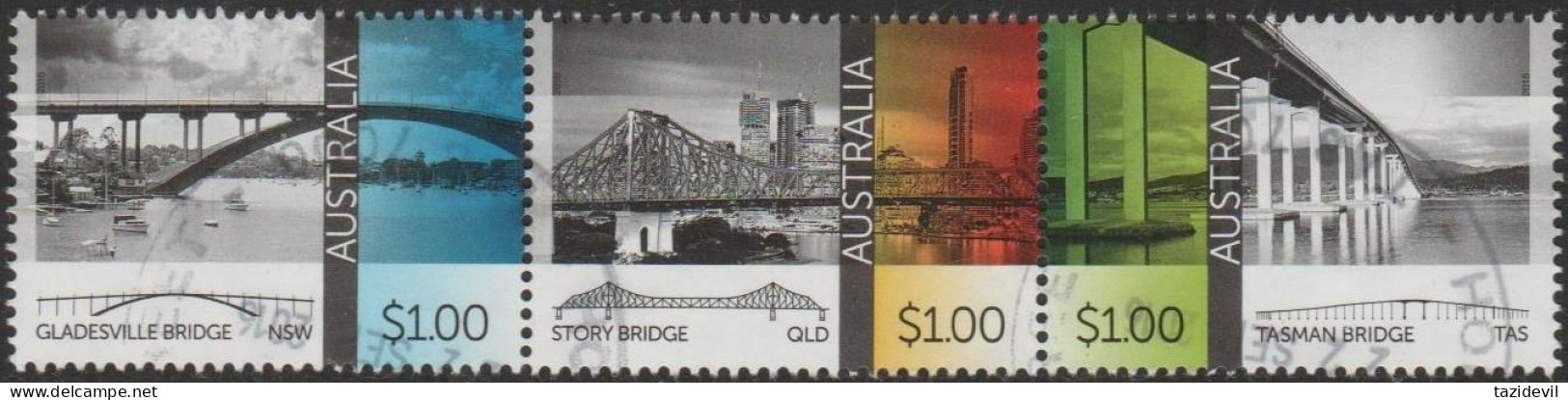 AUSTRALIA - USED 2016 $3.00 Australian Bridges Strip Of Three - Gebraucht