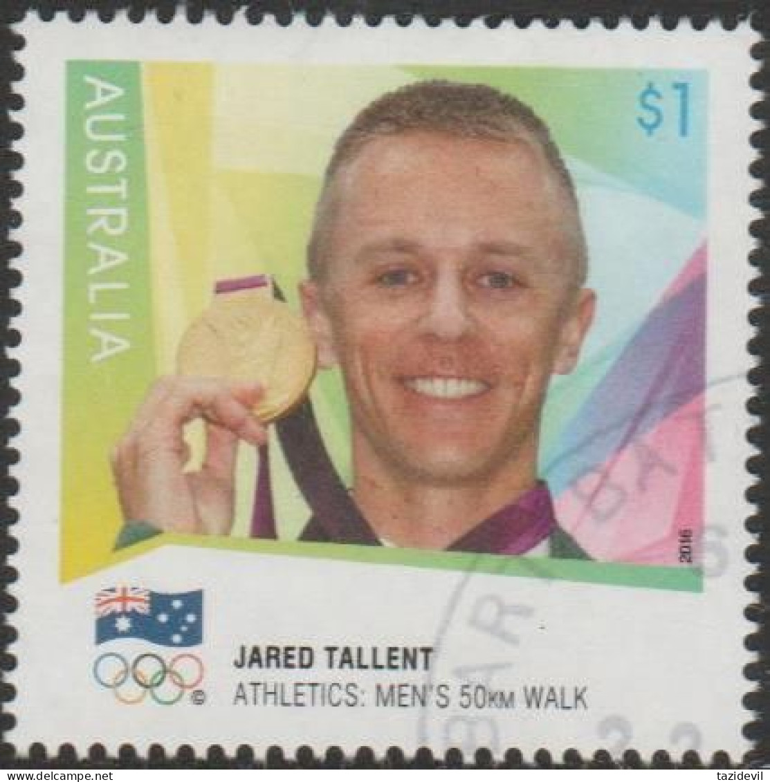 AUSTRALIA - USED 2016 $1.00 Olympic Games Gold Medal Winner; Athletics - Jared Tallent - Gebruikt