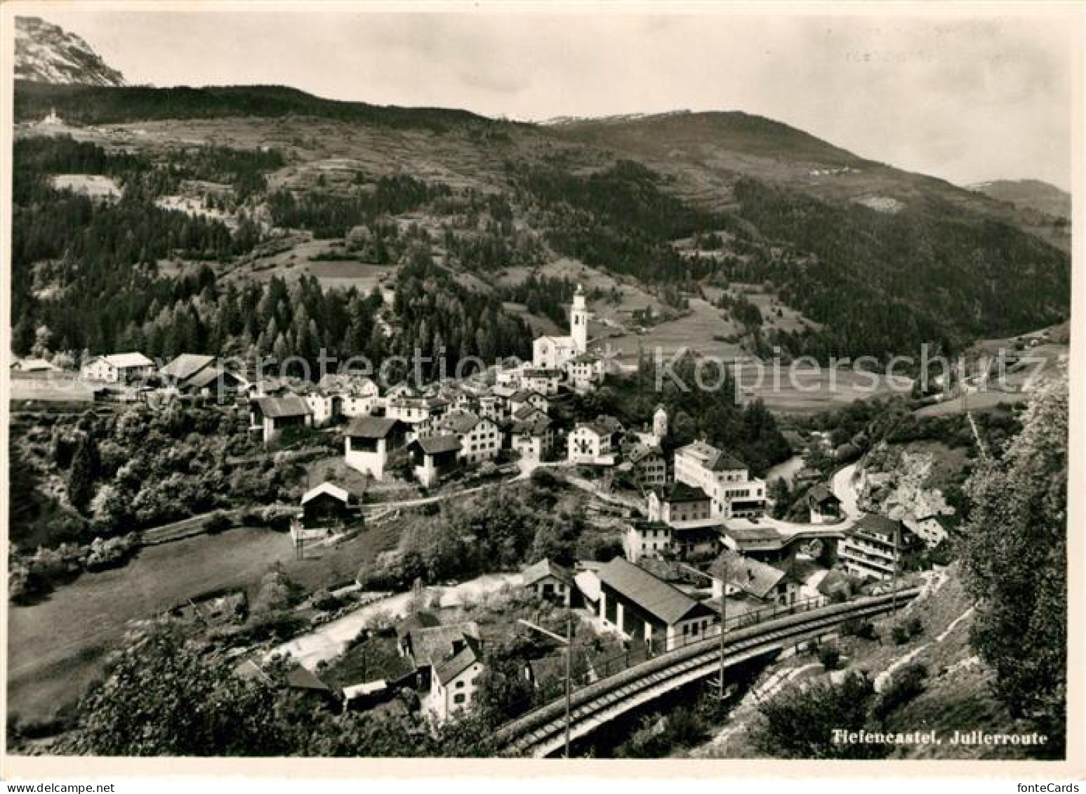 13235882 Tiefencastel Panorama Julierroute Eisenbahn Posthotel Tiefencastel - Sonstige & Ohne Zuordnung