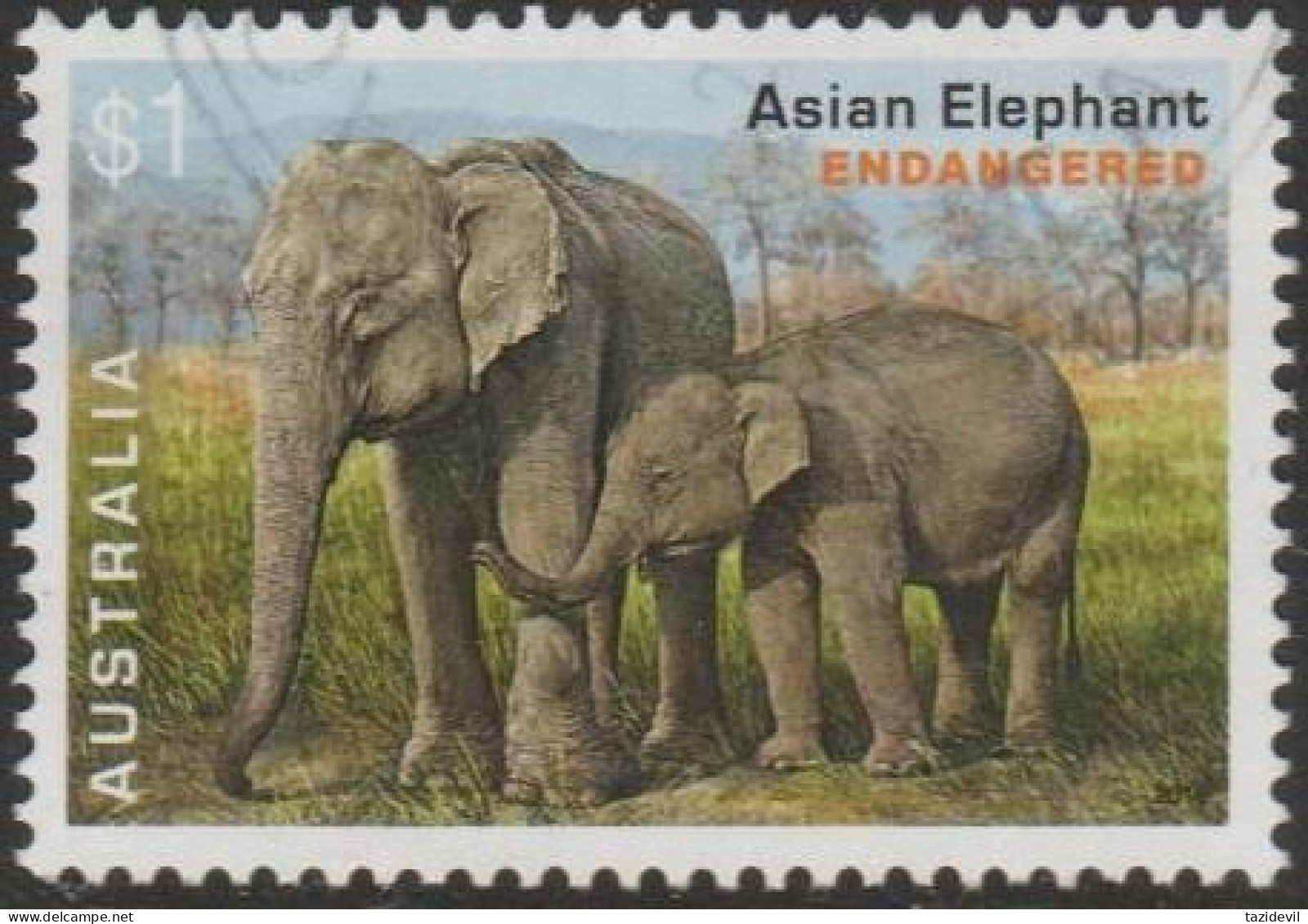 AUSTRALIA - USED 2016 $1.00 Stamp Collecting Month: Critically Endangered Animals - Asian Elephant - Usati