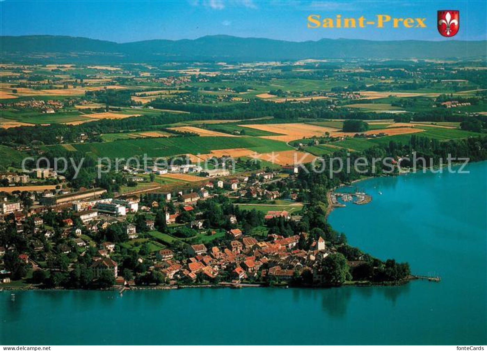 13235682 Saint Prex Avec Lac Leman Et Jura Genfersee Fliegeraufnahme  - Altri & Non Classificati