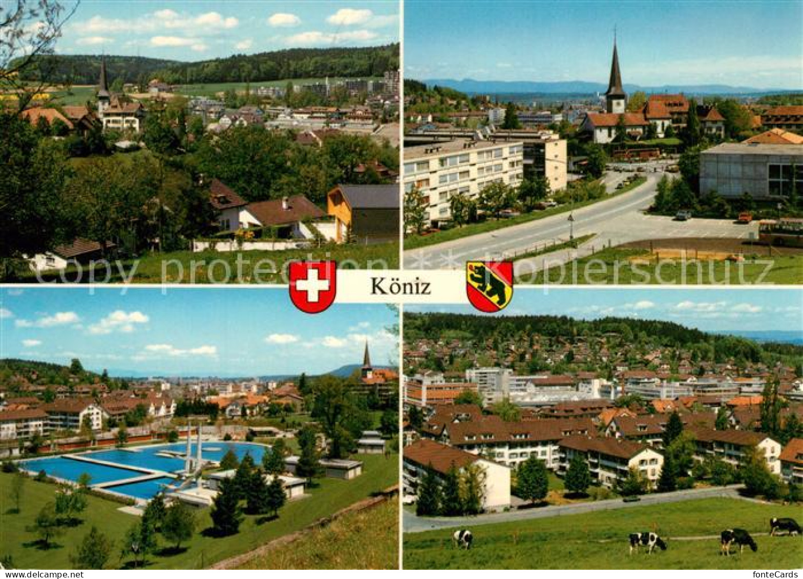 13234862 Koeniz Teilansichten Kirche Freibad Viehweide Kuehe Koeniz - Otros & Sin Clasificación