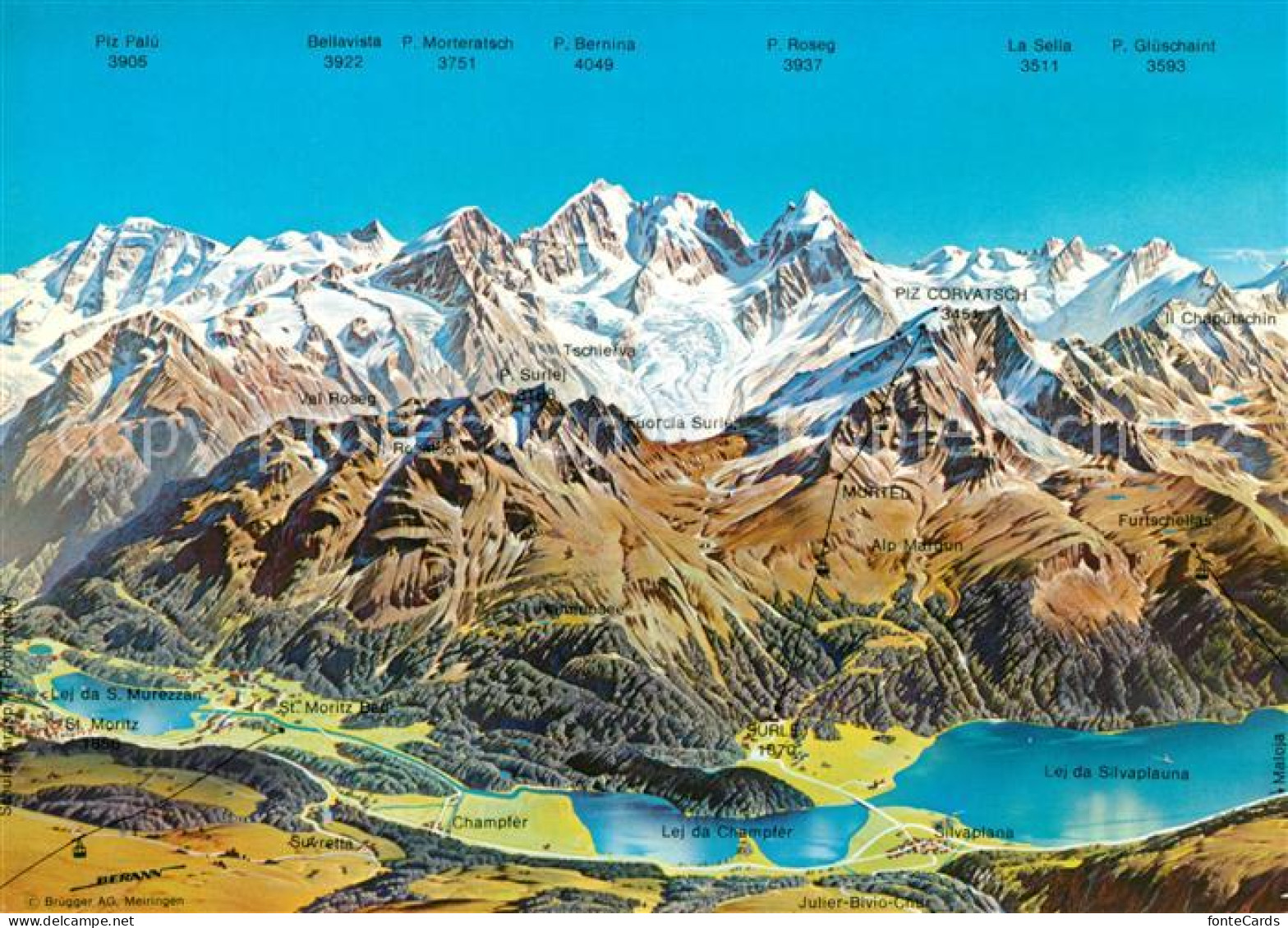 13234380 Oberengadin GR Umgebungskarte Alpenpanorama Aus Der Vogelperspektive Ob - Sonstige & Ohne Zuordnung