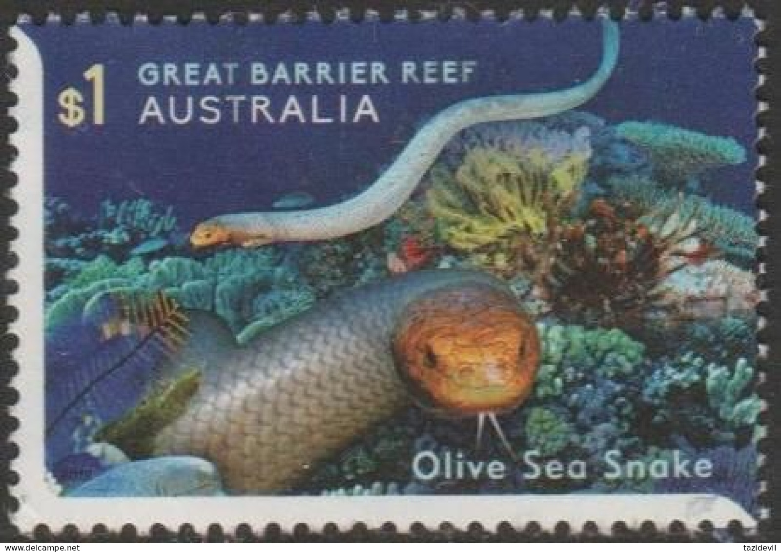 AUSTRALIA - USED 2018 $1.00 Stamp Collecting Month:Reef Safari - Olive Sea Snake - Gebraucht