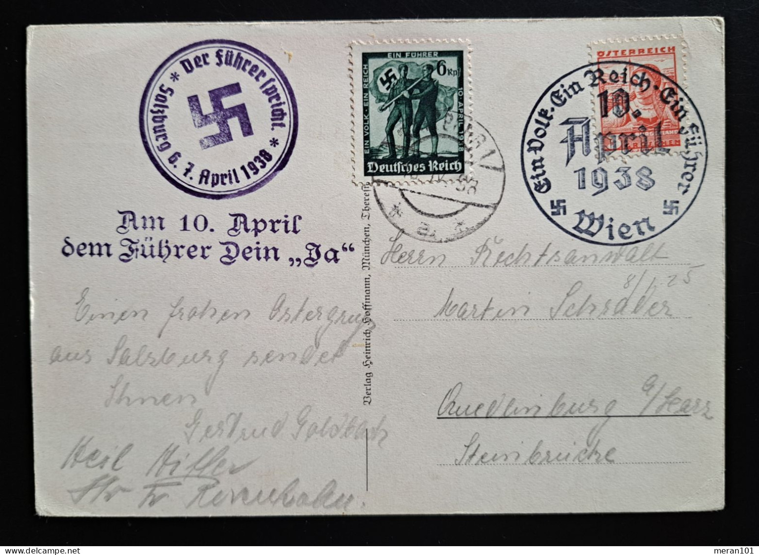 Propagandakarte Wien Nach Quedlinburg Sonderstempel Mischfrankatur - Covers & Documents